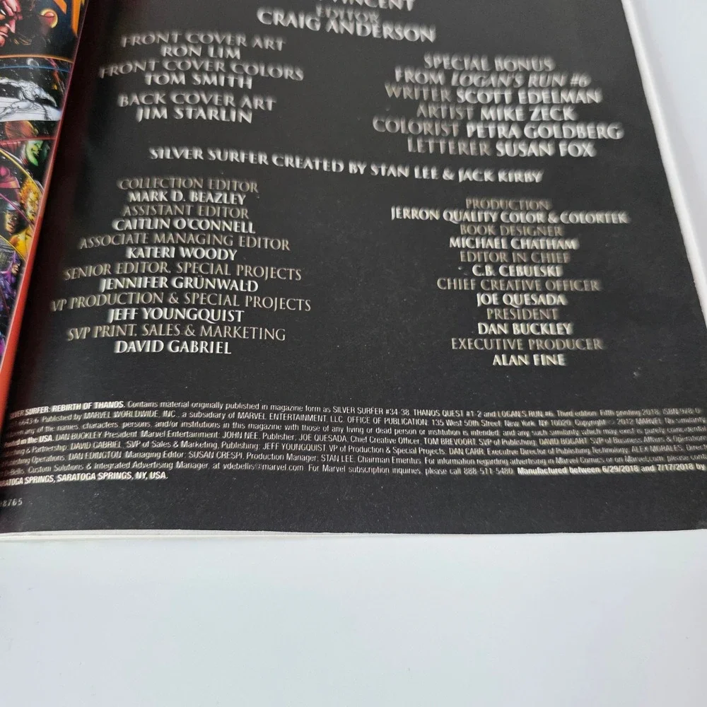 Silver Surfer Rebirth of Thanos Marvel TPB‎ Jim Starlin Ron Lim 2018 Printing